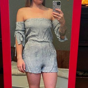 American Eagle Striped Off-The-Shoulder Romper Size XS